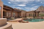 Sky Dancer offers the ultimate in outdoor living with an outdoor kitchen with a BBQ grill, seating for 10 and your own private pool and hot tub .... luxurious outdoor Sedona living